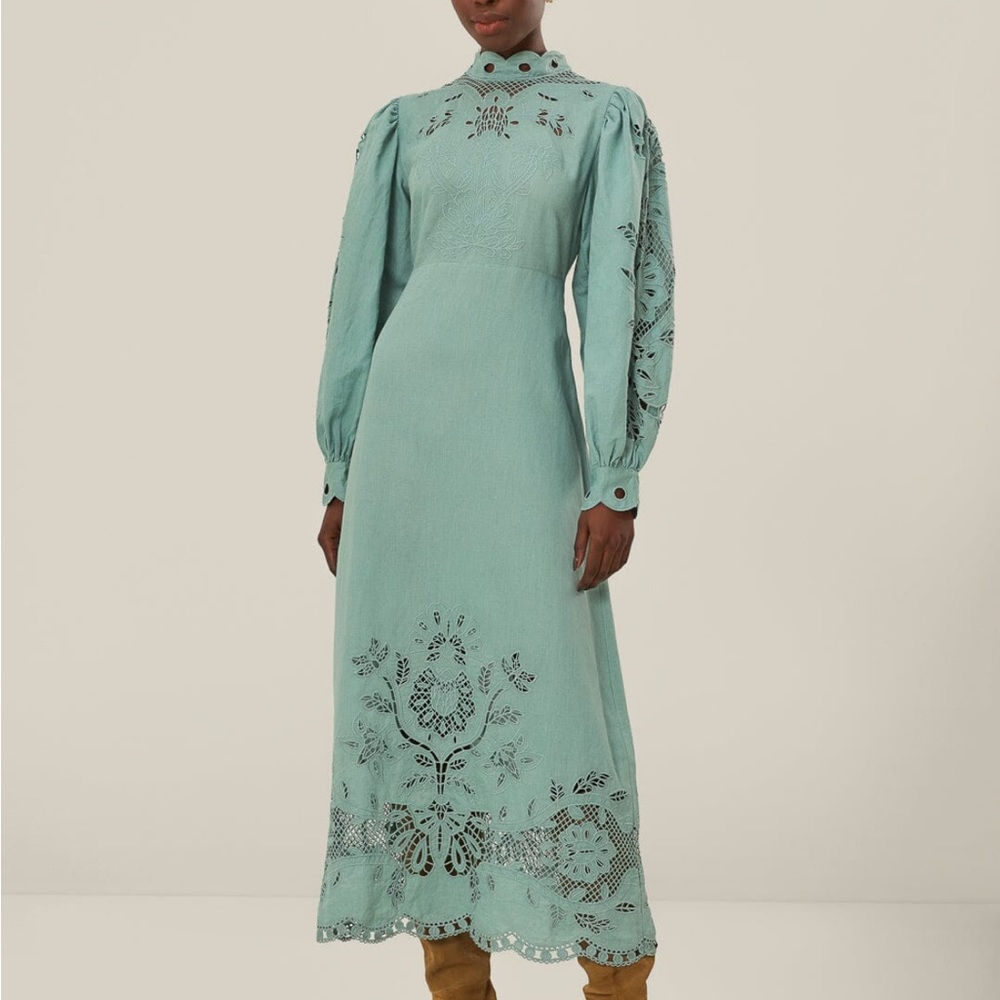 Elegant Mint Green Embroidered Dress